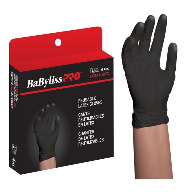 BaBylissPro Reusable Latex Medium Gloves - 4 Count