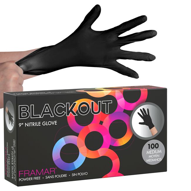 Framar Blackout Nitrile Gloves Medium - 100 Count