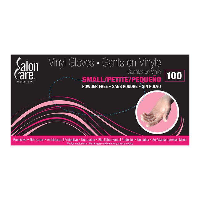 Salon Care Vinyl Powder-Free Smhll Gloves 100-Count