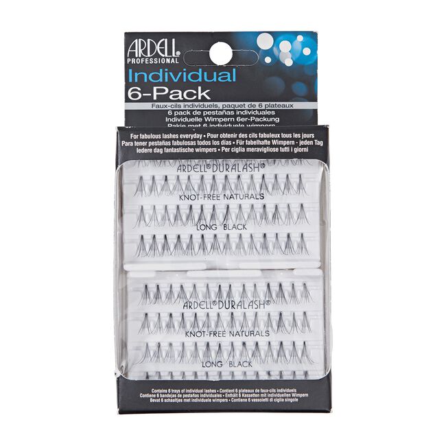 6 Pack Individual Knot-Free Black Lashes - Long