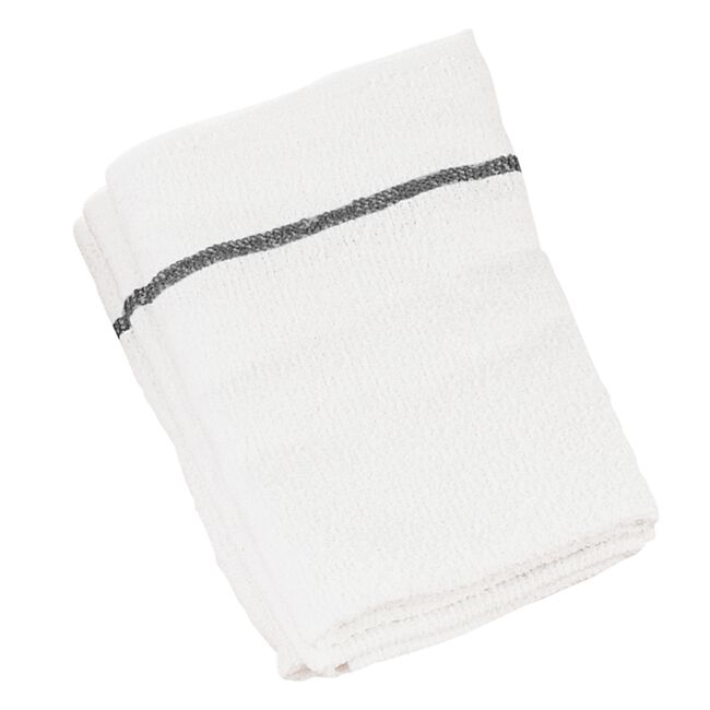 BaByliss Pro Extra Long White Towel with Gray Stripe - 12ct