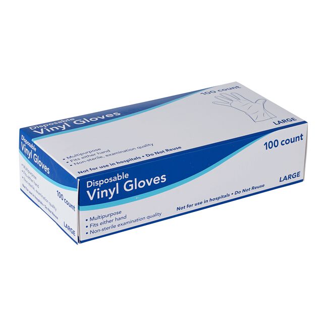 Disposable Vinyl Gloves One Size Fits Most Large 100 Count