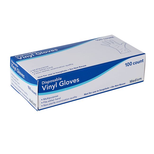 Disposable Vinyl Gloves One Size Fits Most Medium 100 Count